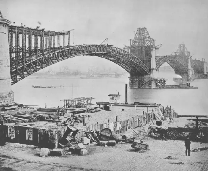 Framed Print : The St. Louis bridge. The erection - the ribs completed Framed Print : The St. Louis bridge. The erection - the ribs completed
