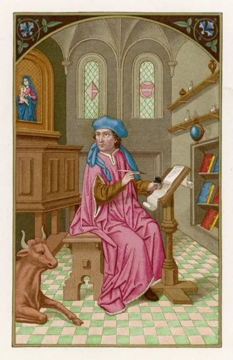 Framed Print : St Luke Writing / Miniatur Framed Print : St Luke Writing / Miniatur