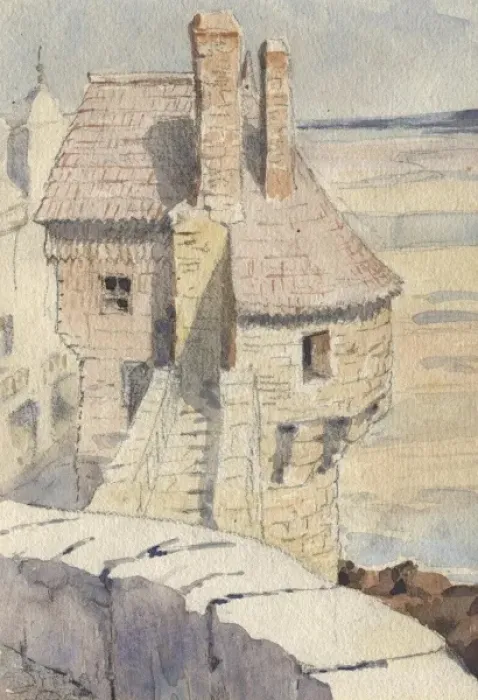Framed Print : St Malo. Cliffside village in St Malo.. 1924 Framed Print : St Malo. Cliffside village in St Malo.. 1924