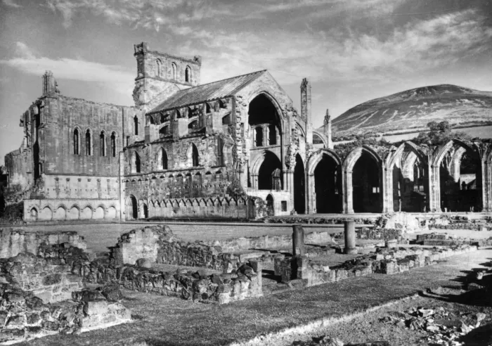 Framed Print : St Marys Abbey, Melrose - viewed from the North-west Framed Print : St Marys Abbey, Melrose - viewed from the North-west