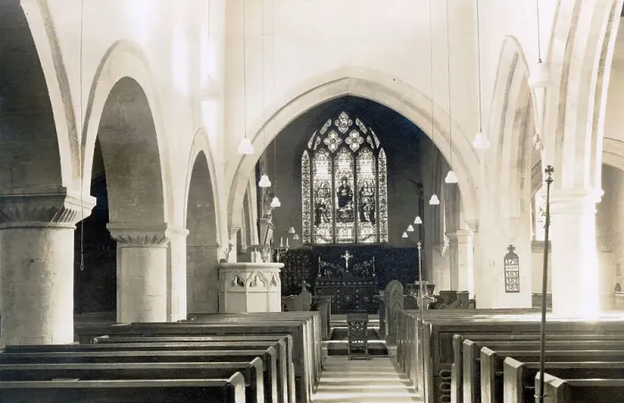 Framed Print : St Mary's Church, interior view looking east, Charlbury, Oxfordshire Date: 1930s Framed Print : St Mary's Church, interior view looking east, Charlbury, Oxfordshire Date: 1930s