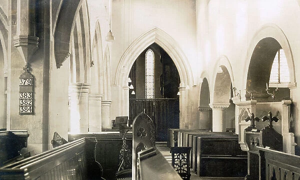 St Mary's Church, interior view looking west, Charlbury, Oxfordshire Date: 1930s