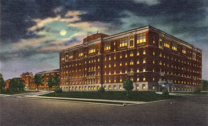 Framed Print : St Mary's Hospital at night, Rochester, Minnesota, USA Date: 1934 Framed Print : St Mary's Hospital at night, Rochester, Minnesota, USA Date: 1934