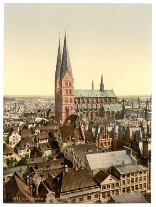 Framed Print : St. Marys, from St. Peters Clock Tower, Lubeck, Germany Framed Print : St. Marys, from St. Peters Clock Tower, Lubeck, Germany