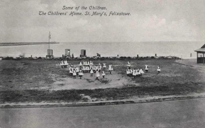Framed Print : St Marys Waifs and Strays Home, Felixstowe - Girls at Beach Framed Print : St Marys Waifs and Strays Home, Felixstowe - Girls at Beach