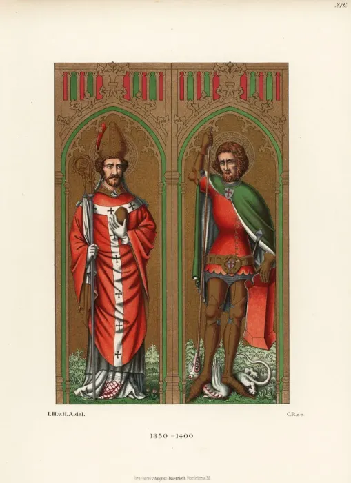 Framed Print : St Nicholas in bishops robes and St. George slaying Framed Print : St Nicholas in bishops robes and St. George slaying