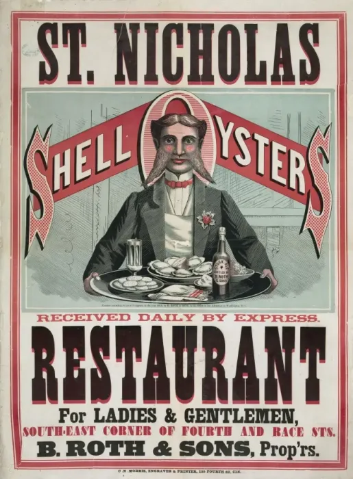 Framed Print : St. Nicholas Restaurant. Shell oysters received daily by exp Framed Print : St. Nicholas Restaurant. Shell oysters received daily by exp