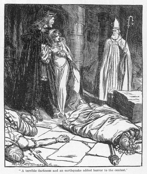 Framed Print : St Patrick defeats druids and converts king Framed Print : St Patrick defeats druids and converts king
