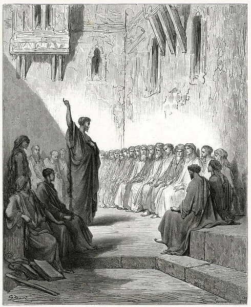 St Paul preaching in the synagogue at Thessalonica