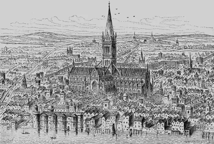 Framed Print : St Pauls. Illustration of the streets and properties surrounding St Pauls Framed Print : St Pauls. Illustration of the streets and properties surrounding St Pauls