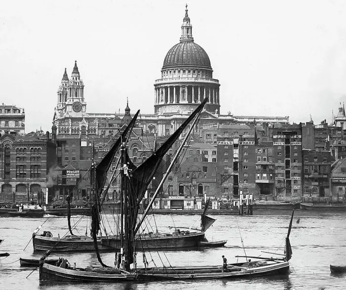 Framed Print : St. Paul's Cathedral and Thames Barges London Framed Print : St. Paul's Cathedral and Thames Barges London