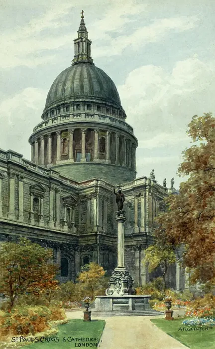 Framed Print : St Paul's Cross and Cathedral, London Framed Print : St Paul's Cross and Cathedral, London