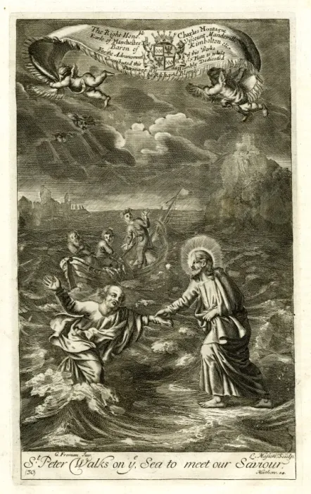 Framed Print : St Peter walks on the sea towards Jesus Framed Print : St Peter walks on the sea towards Jesus