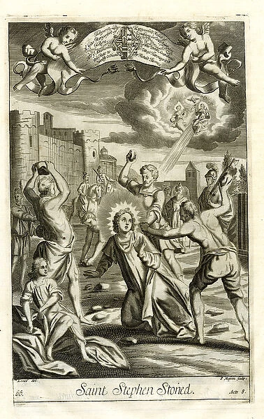 St Stephen stoned - Acts 8.. circa 1688