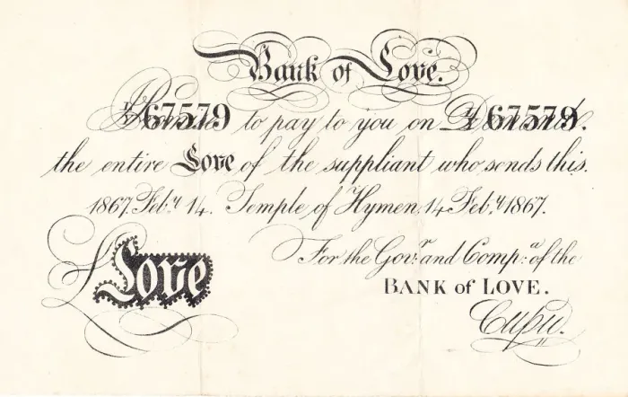 Framed Print : St Valentines Day bank note from the Bank of Love Framed Print : St Valentines Day bank note from the Bank of Love