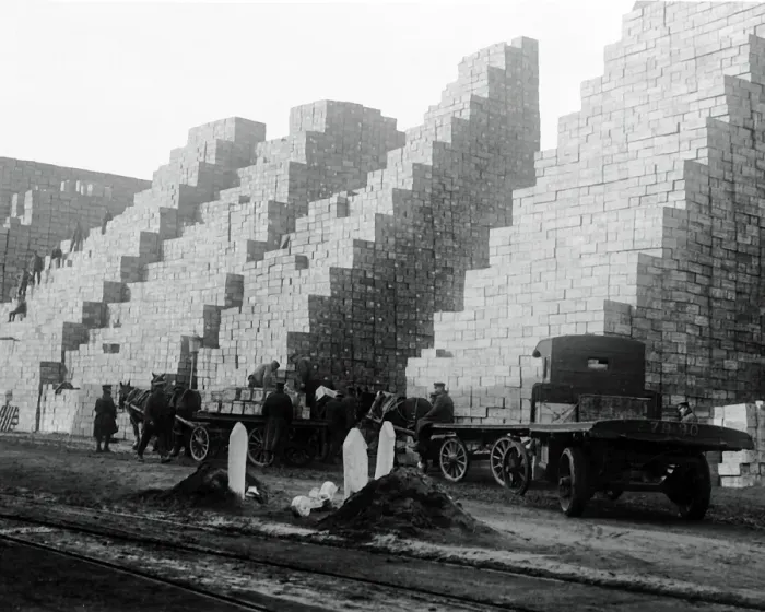 Framed Print : Stacks of provisions, Western Front, France, WW1