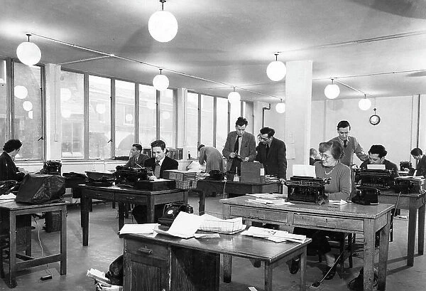 Staff at work, office of Daily Worker newspaper, London
