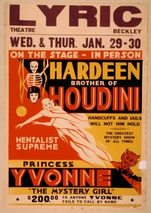 Framed Print : On the stage - in person, Hardeen, brother of Houdini handcu