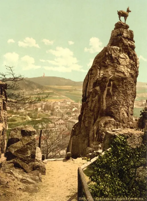 Framed Print : Stags Leap, Carlsbad, Bohemia, Austro-Hungary Framed Print : Stags Leap, Carlsbad, Bohemia, Austro-Hungary