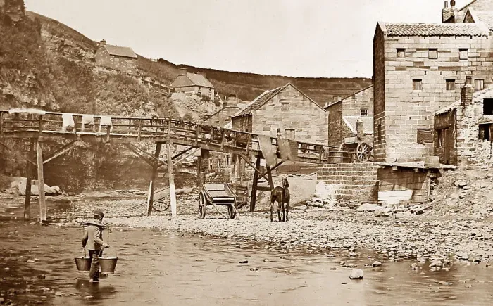 Framed Print : Staithes, Yorkshire, Victorian period Framed Print : Staithes, Yorkshire, Victorian period