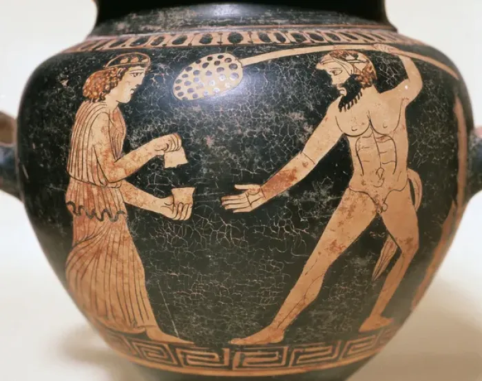 Framed Print : Stamnos. Classic period. 5th BC century. Red-figure pottery Framed Print : Stamnos. Classic period. 5th BC century. Red-figure pottery