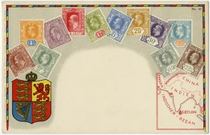 Framed Print : Stamp Card produced by Ottmar Zeihar - Ceylon Framed Print : Stamp Card produced by Ottmar Zeihar - Ceylon