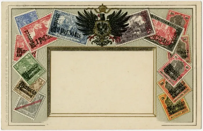 Framed Print : Stamp Card produced by Ottmar Zeihar - German Morocco Framed Print : Stamp Card produced by Ottmar Zeihar - German Morocco