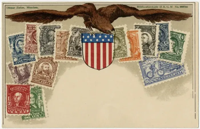 Framed Print : Stamp Card produced by Ottmar Zeihar - USA Framed Print : Stamp Card produced by Ottmar Zeihar - USA