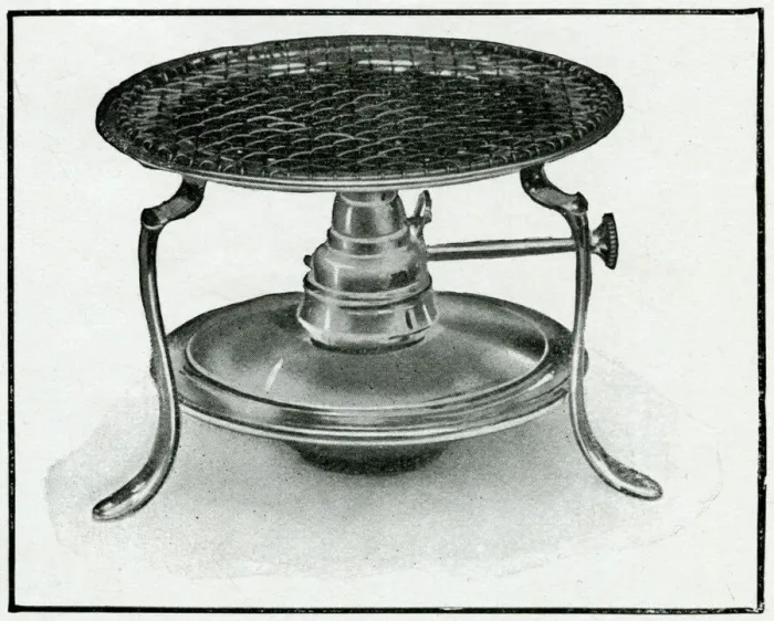 Framed Print : Stand and lamp for making toast 1909 Framed Print : Stand and lamp for making toast 1909