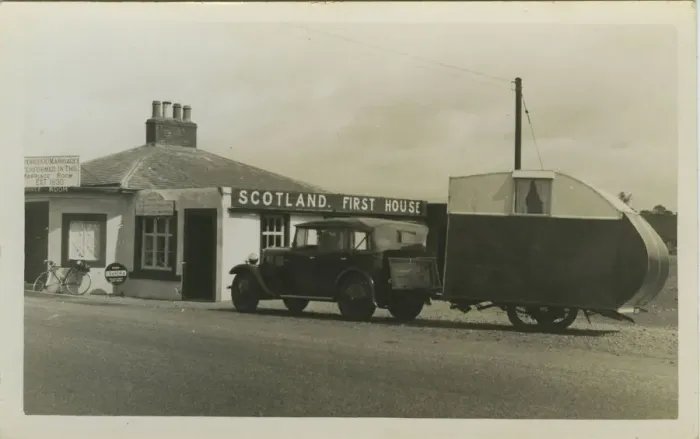 Framed Print : Standard 10 Vintage Car and Caravan Framed Print : Standard 10 Vintage Car and Caravan