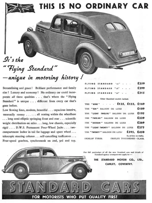 Framed Print : Standard Cars 1936 Model Range Framed Print : Standard Cars 1936 Model Range