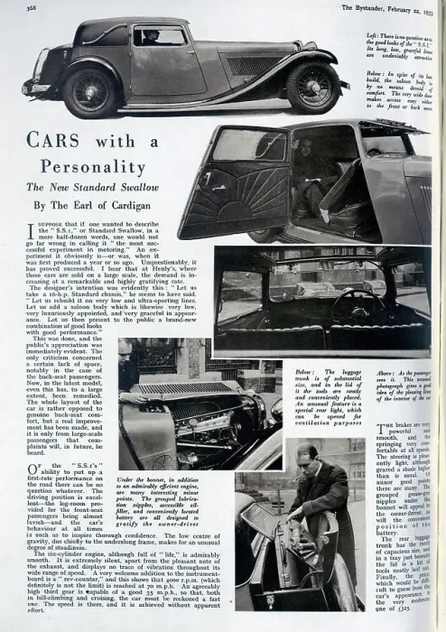 Framed Print : Standard Swallow car, advertorial by the Earl of Cardigan. Captioned, Cars with a Personality: The New Standard Swallow'. Showing interior and exterior of the car, the engine, and storage Framed Print : Standard Swallow car, advertorial by the Earl of Cardigan. Captioned, Cars with a Personality: The New Standard Swallow'. Showing interior and exterior of the car, the engine, and storage
