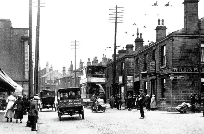 Framed Print : Stanningley Tram Terminus probably 1920s Framed Print : Stanningley Tram Terminus probably 1920s