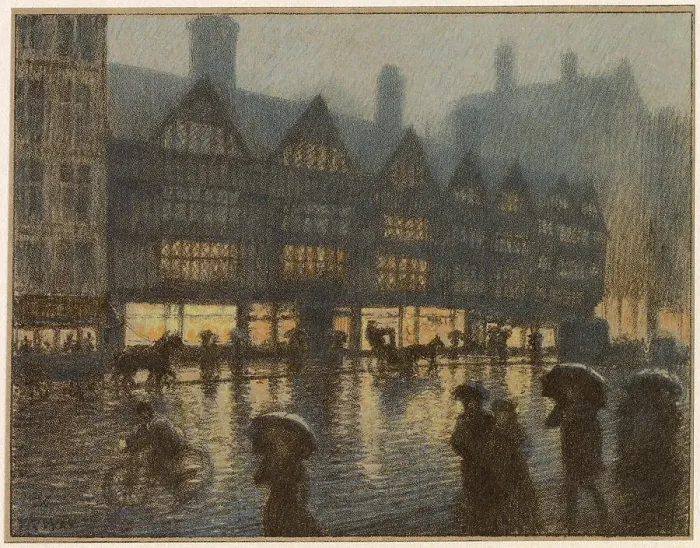 Framed Print : Staple's Inn, Holborn, by night Date: 1905 Framed Print : Staple's Inn, Holborn, by night Date: 1905