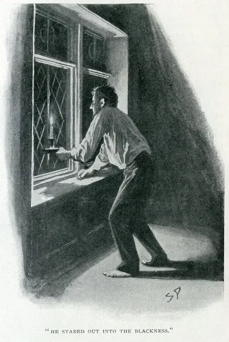 Framed Print : He stared out into the blackness. Barrymore staring out of the window with a candle held against the glass. Illustration by Sidney Paget to The Hound of the Baskervilles by Arthur Conan Doyle. Date: 1901 Framed Print : He stared out into the blackness. Barrymore staring out of the window with a candle held against the glass. Illustration by Sidney Paget to The Hound of the Baskervilles by Arthur Conan Doyle. Date: 1901