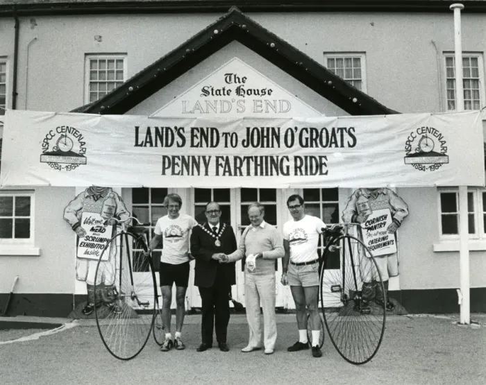 Framed Print : Start of pennyfarthing ride, Lands End Framed Print : Start of pennyfarthing ride, Lands End