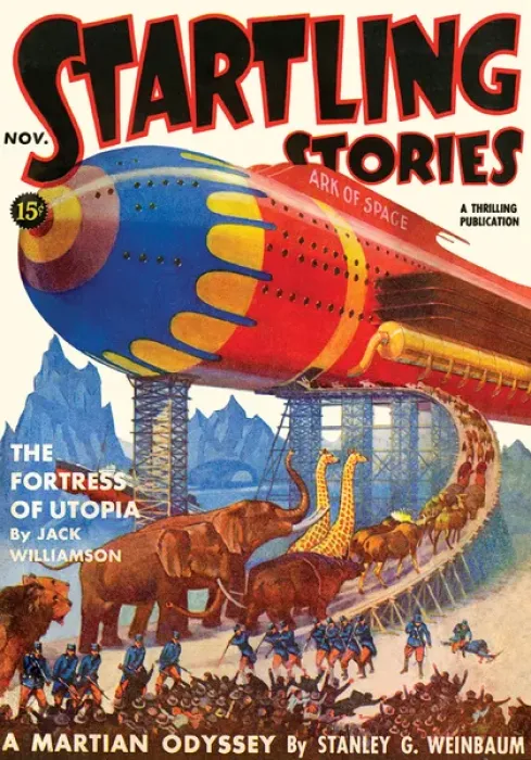 Framed Print : Startling Stories scifi magazine cover, THE FORTRESS OF UTOPIA Framed Print : Startling Stories scifi magazine cover, THE FORTRESS OF UTOPIA