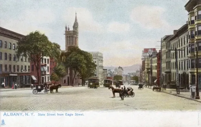 Framed Print : State Street from Eagle Street - Albany, NY, USA Framed Print : State Street from Eagle Street - Albany, NY, USA