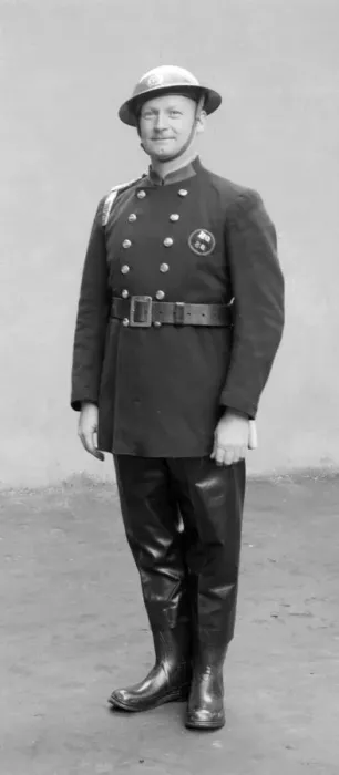 Framed Print : Station officer in wartime uniform, WW2 Framed Print : Station officer in wartime uniform, WW2