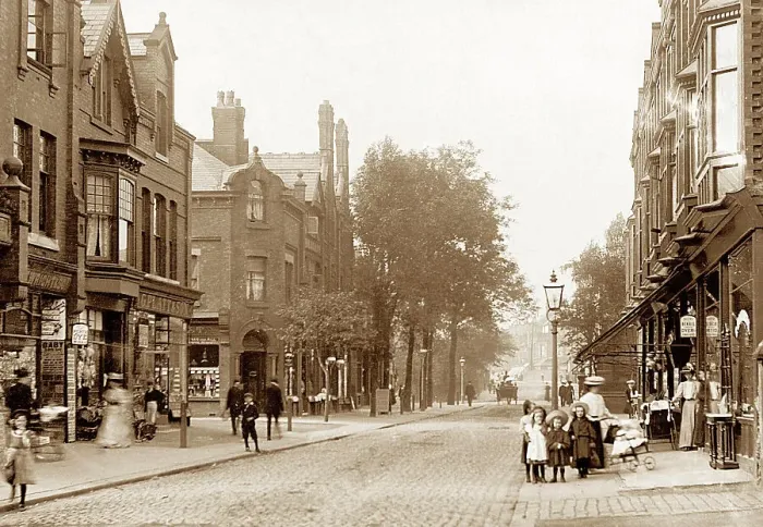 Framed Print : Station Road, Urmston, early 1900s Framed Print : Station Road, Urmston, early 1900s