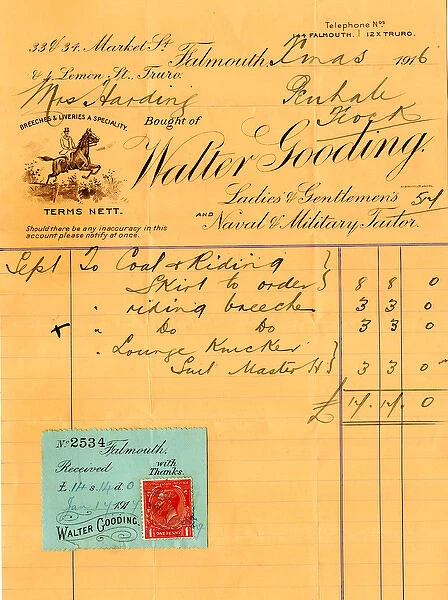 Stationery, Walter Gooding, tailor