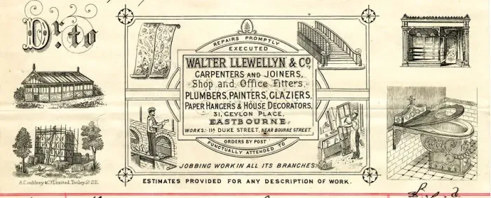 Framed Print : Stationery, Walter Llewellyn & Co, Eastbourne, Sussex Framed Print : Stationery, Walter Llewellyn & Co, Eastbourne, Sussex