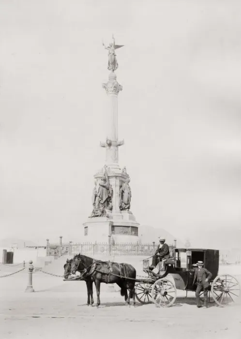 Framed Print : Statue and hackney carriage, Peru Framed Print : Statue and hackney carriage, Peru