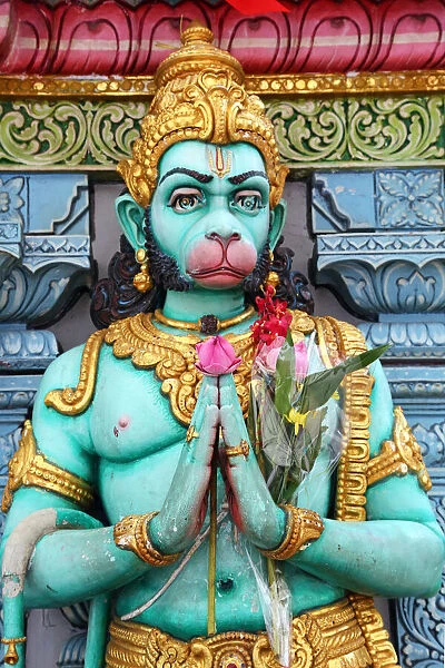 Statue of the Hindu Monkey God Hanuman, Sri Krishna Bagawan Temple in Singapore