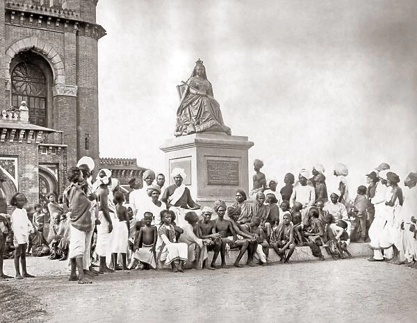 Statue of Queen Victoria, Madras (Chennai) India circa 1897