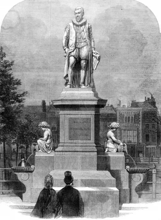 Framed Print : Statue of Sir Hugh Myddelton, Islington Green, 1862 Framed Print : Statue of Sir Hugh Myddelton, Islington Green, 1862