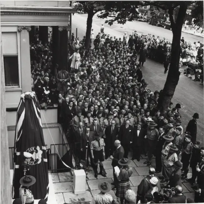 Framed Print : Statue unveiling at Baden Powell House, London Framed Print : Statue unveiling at Baden Powell House, London