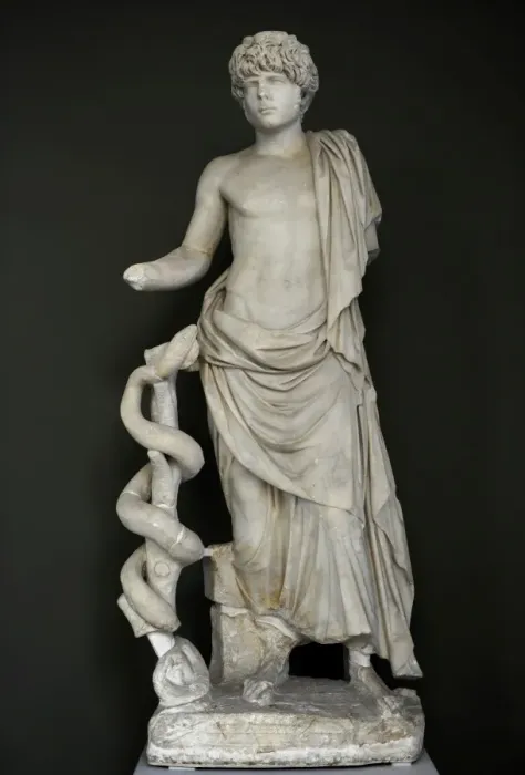 Framed Print : Statue of a young Roman depicted as Asklepion. From Framed Print : Statue of a young Roman depicted as Asklepion. From