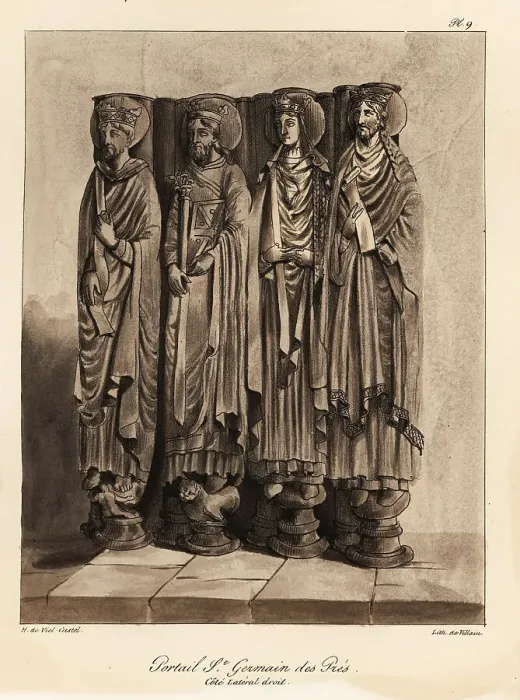 Framed Print : Statues of the Merovingian princes in the Abbey of St. Germain d Framed Print : Statues of the Merovingian princes in the Abbey of St. Germain d
