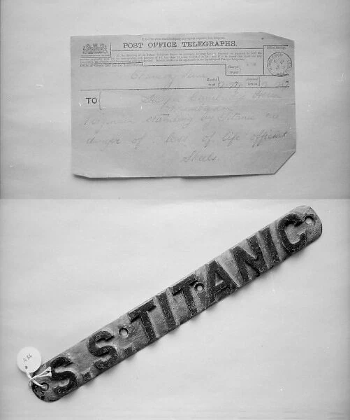Stead telegram and brass nameplate